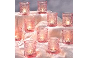 MATAHUM 36pcs Pink Votive Candle Holders, Votive Candles in Glass for Wedding Decor, Pink Candle Holder for Home, Table Centerpiece, Birthday Party, Gifts, Holiday Decor