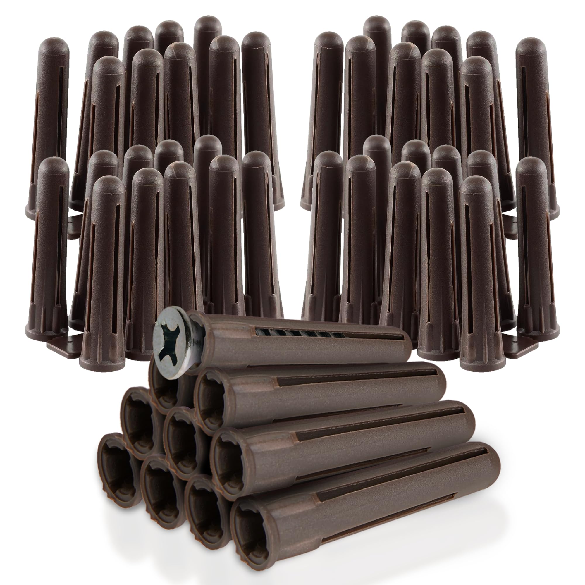 G4GADGET 50 Brown Wall plugs Screw Fixing Wall Expansion Wall Plugs Brick Stone Concrete