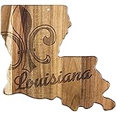 Totally Bamboo Rock & Branch Origins Series Louisiana State Shaped Cutting Board and Charcuterie Serving Tray, Includes Hang Tie for Wall Display