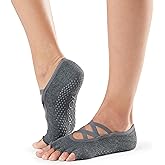 toesox Elle Half Toe Grip Socks – Non-Slip Grip Sole for Yoga, Pilates, Gym - Non Skid Open Toe Socks for Women
