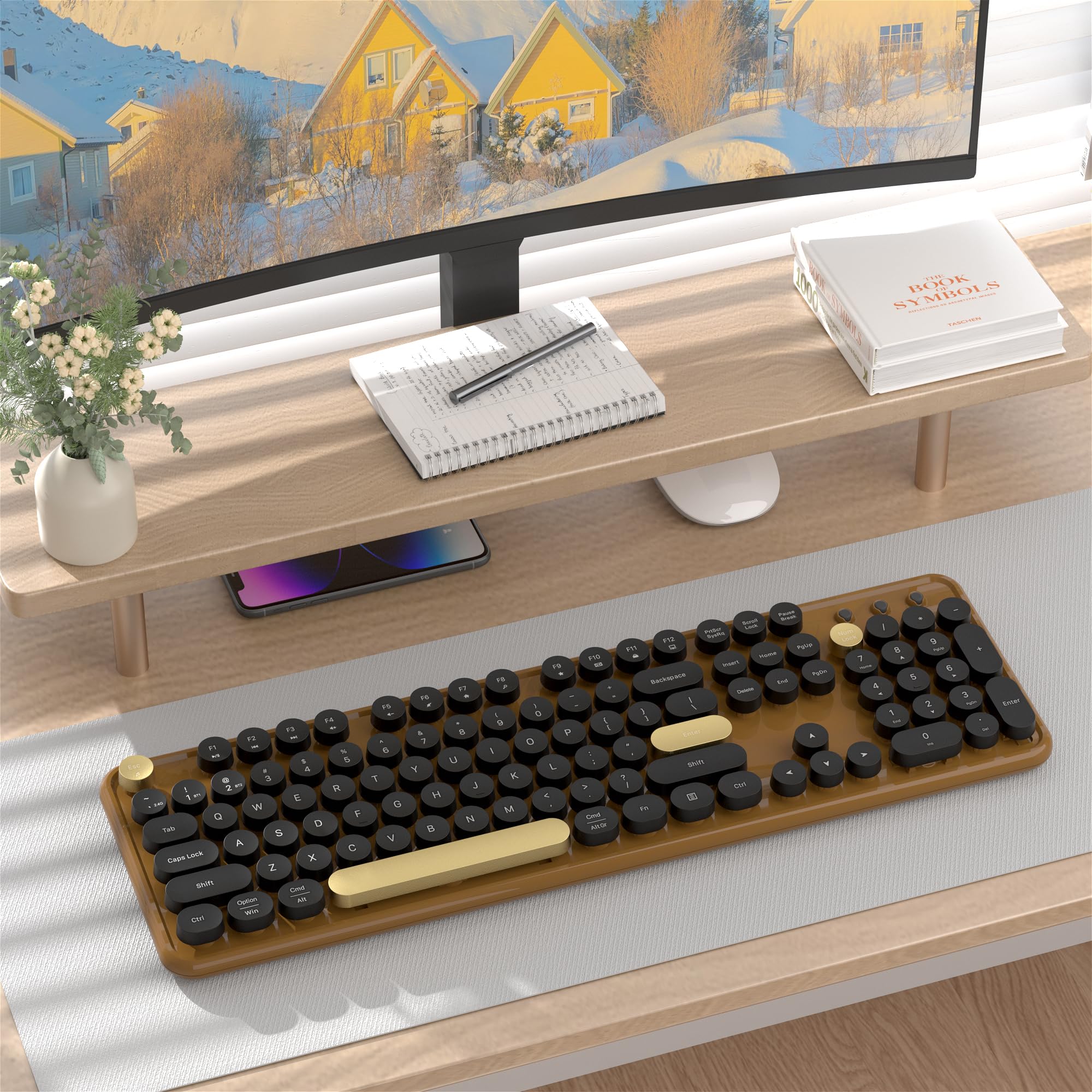 Mua Colorful Wireless Bluetooth Keyboard, 2.4G & Dual Bluetooth Multi ...