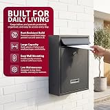 ZENO Wall Mounted Letter Box Black Secure Mailbox 2 Keys Nameplate view 4