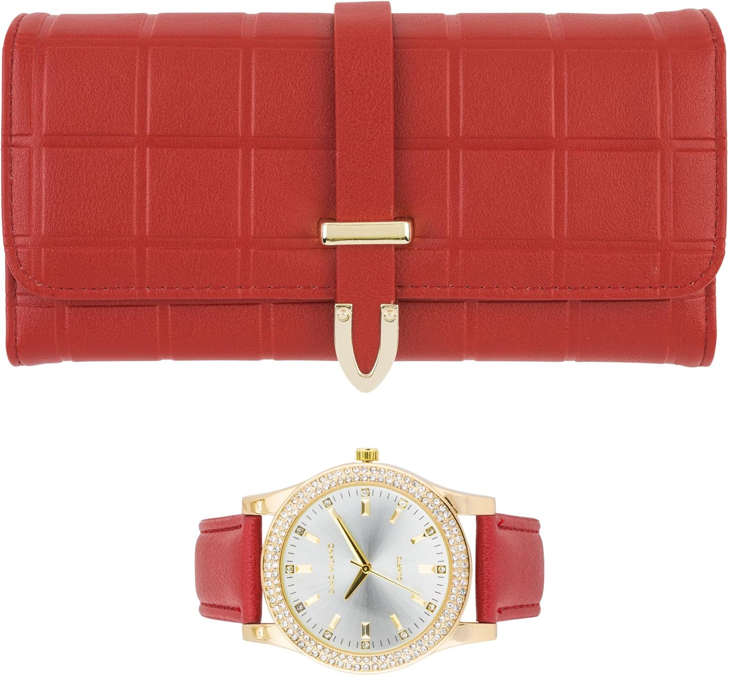 Juego de regalo de reloj y cartera a juego para mujer, color rojo: Amazon.es: Relojes