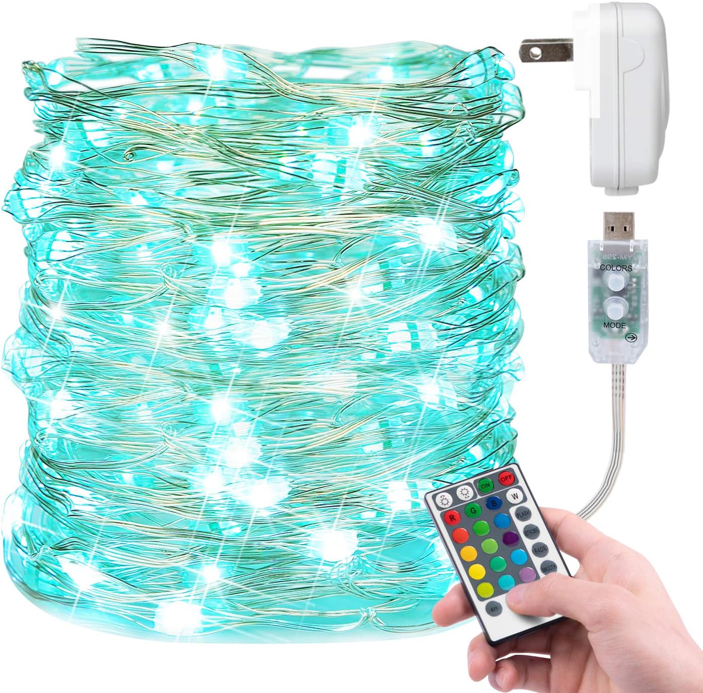 Christmas Fairy Lights - 33Ft 100 LED Color Changing String Lights with Remote for Bedroom Wedding Holiday Decoration - 16 Colors - 8 Modes for Each Color - Dedicated Plug Included: Home Improvement