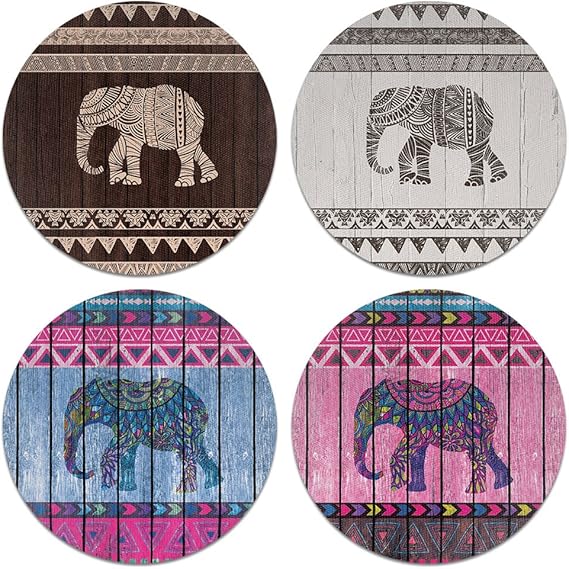 Amazon Com Caribou Coasters Elephant Aztec Design Absorbent