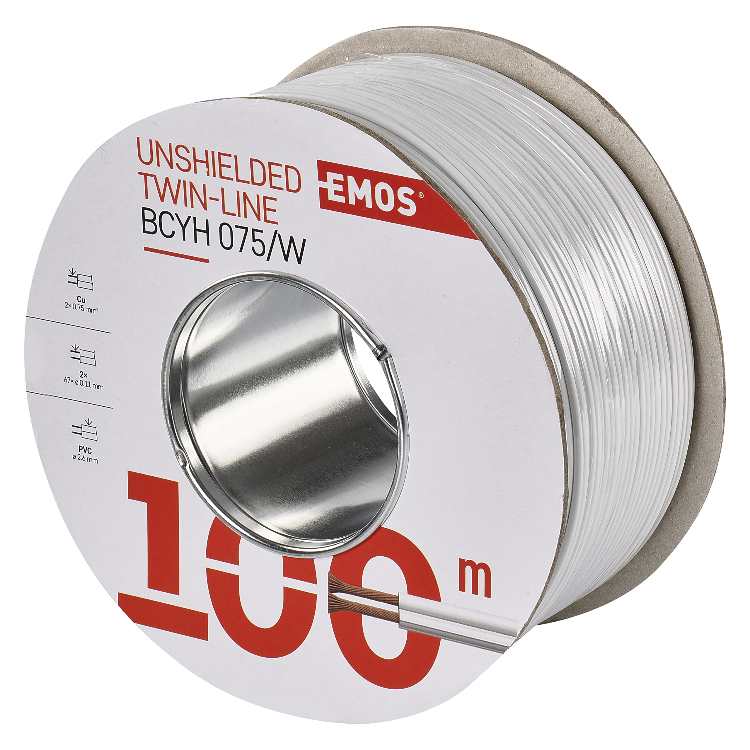 Les Emos Armoured Zweidr Athle Switched 2 x 0.75 mm, 100 Pieces, White, S8271