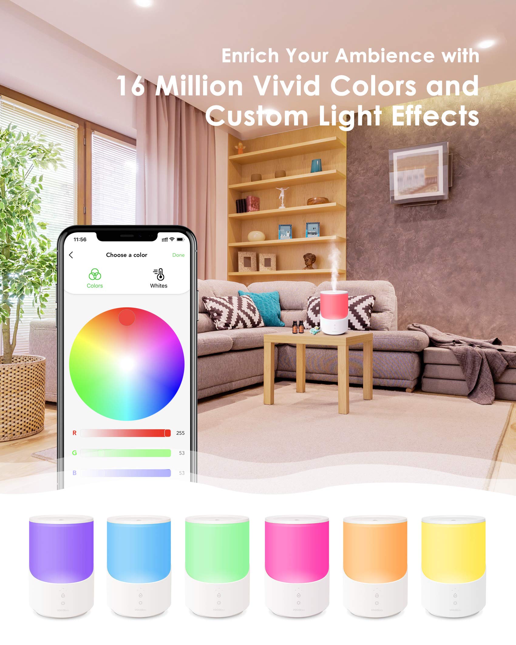 VOCOlinc Cool Mist Humidifiers for Bedroom, 2.5L Smart Humidifier with