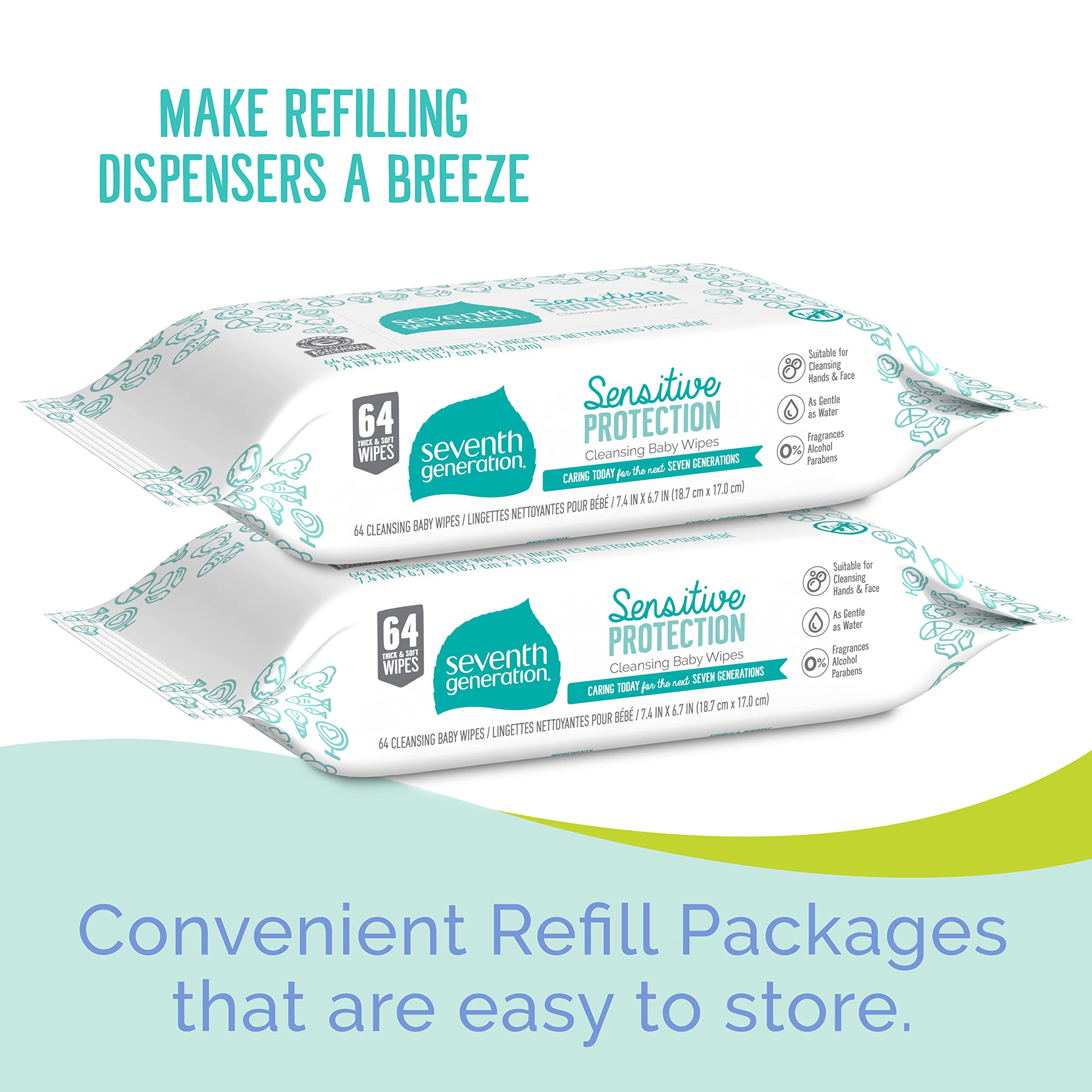 Seventh Generation Baby Wipes Refill With Tape Seal Sensitive Protection Unscented Baby Wipes 256 Count