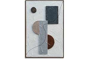 SLYART Framed Modern Textured Wall Art, Framed Artwork, Abstract 3D Wall Paintings Sculptural Wall Art, Boho Wall Hanging, Textured Art
