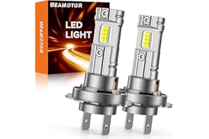 BEAMOTOR Unleash Brilliance-H7 LED Bulbs, 1:1 Halogen Size H7 LED Fog Light Bulbs, Genuine Halogen Upgrade, 600% Brighter, 6000K Cool White, Plug & Play, CANbus Ready, Pack of 2