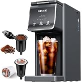 KIDISLE Single Serve K Cup &amp; Ground Coffee Maker, Hot &amp; Iced Brew, Gray | Compact Small Pod Coffee Machine, 6-16oz Sizes, 40oz Tank, Reusable Filter, One Cup Maker for Home Office Dorm