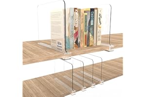 Hmdivor Acrylic Shelf Dividers for Closet Organization, Closet Shelf Dividers Closet Organizer for Wood Shelf and Cabinets Shelf in Bedroom, Kitchen and Office(6pcs)
