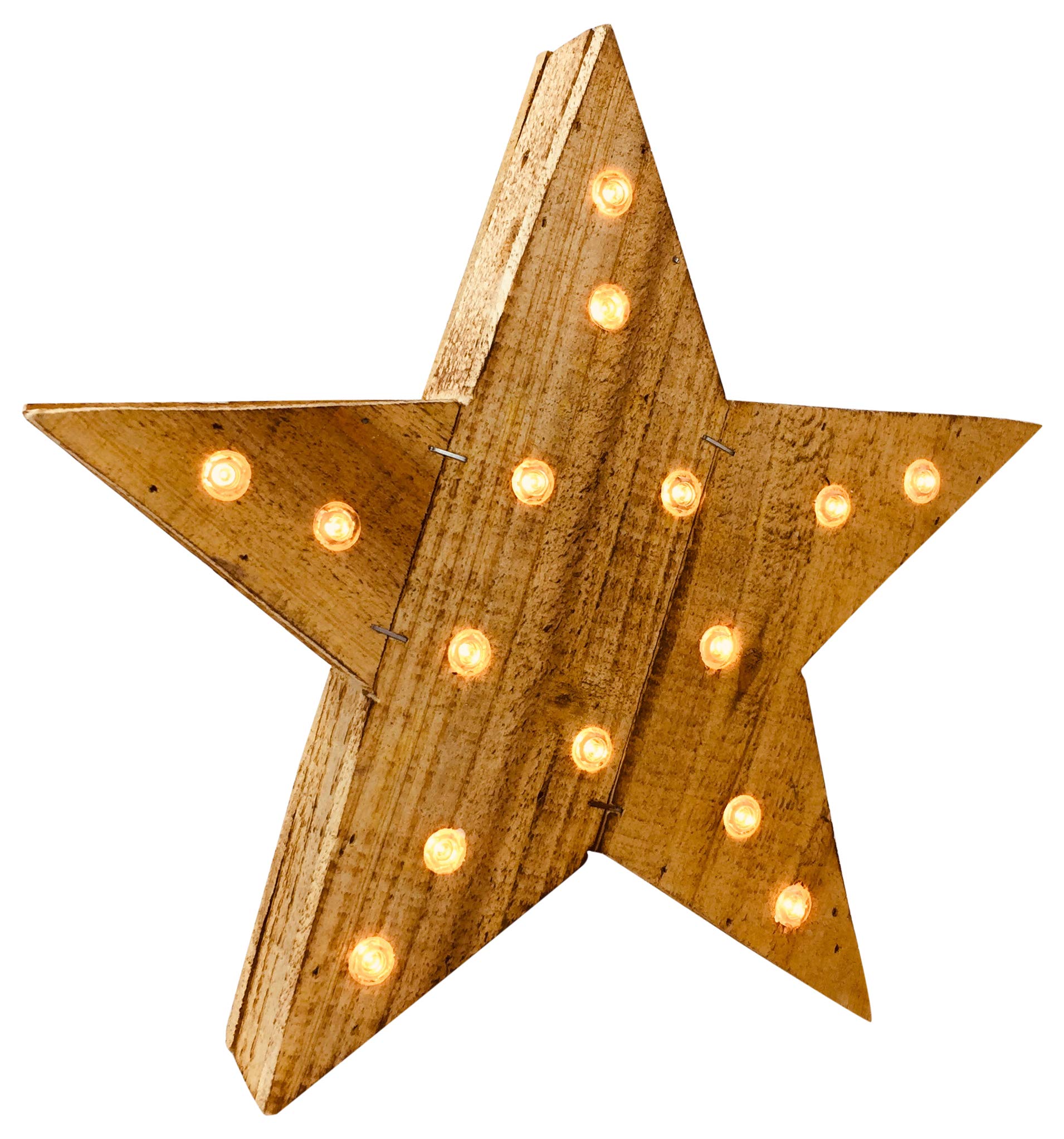 LED Ster Hout Bo 30cm-15L Warm Wit Kleur