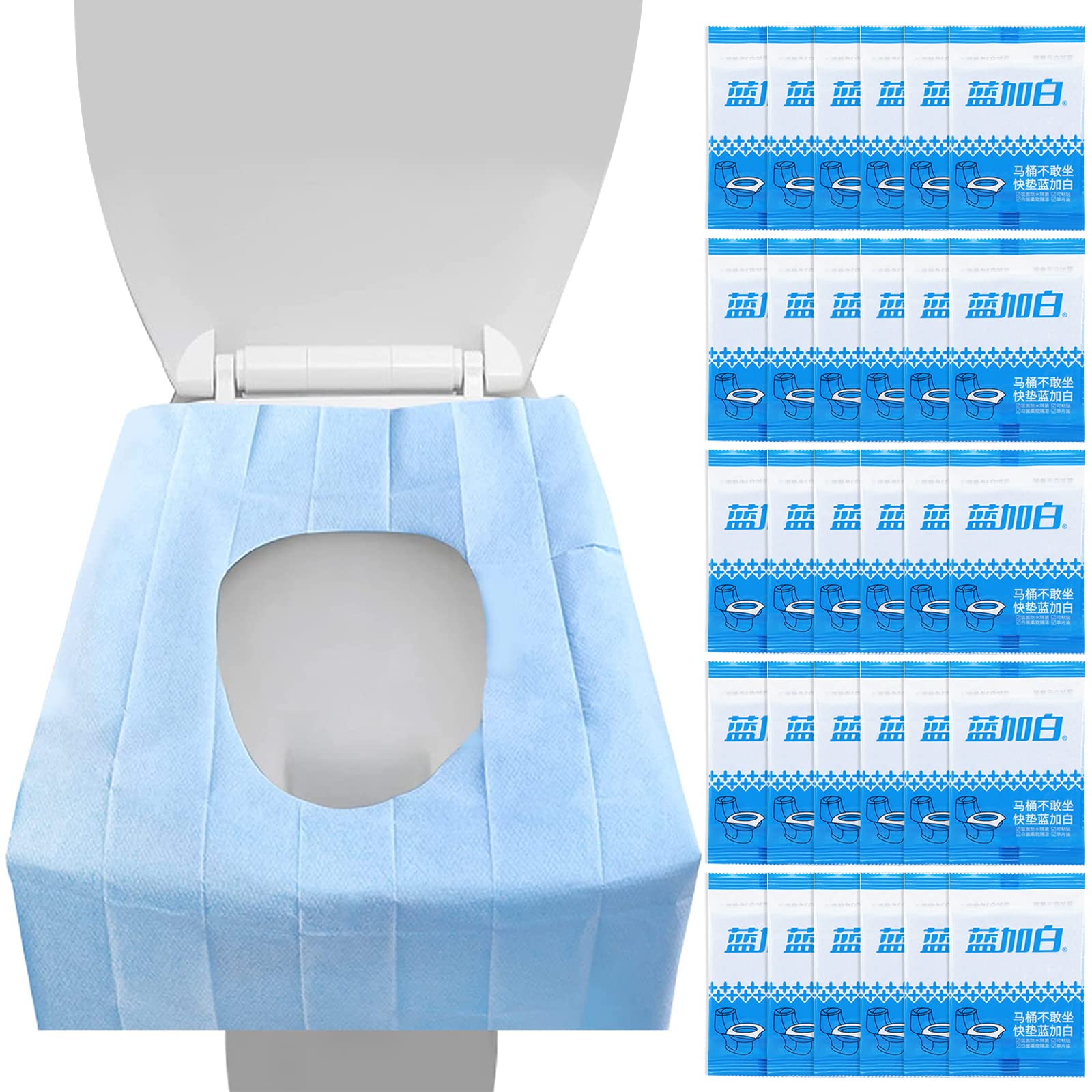 Disposable Toilet Seat Covers, Portable Toilet Seat Paper Pads Large Potty Seat Covers Waterproof Disposable Toilet Pad for Public Restrooms Airplane Hotel Camping Travel (30 Pcs)