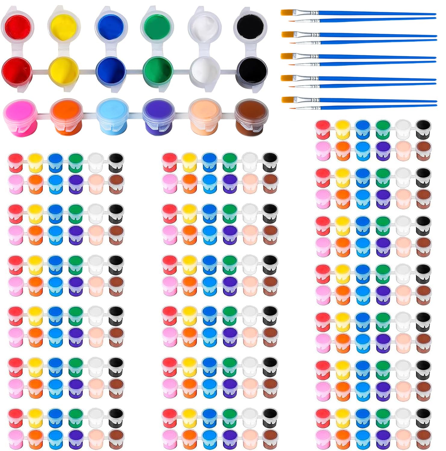 Photo 1 of 20 Pack Mini Acrylic Paint Set,12 Color Acrylic Paint Strips with 40 Pcs Painting Brushes for Kids&Adults, 280 PCS Kids Paint Set Container Strips Storage for Home Classroom Party Favors Easter Gifts