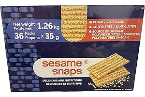Vegan and Gluten-Free Crackers, 36 Packs x 35 g, Source of Omega-6,Sezam Snaps 1.26kg.