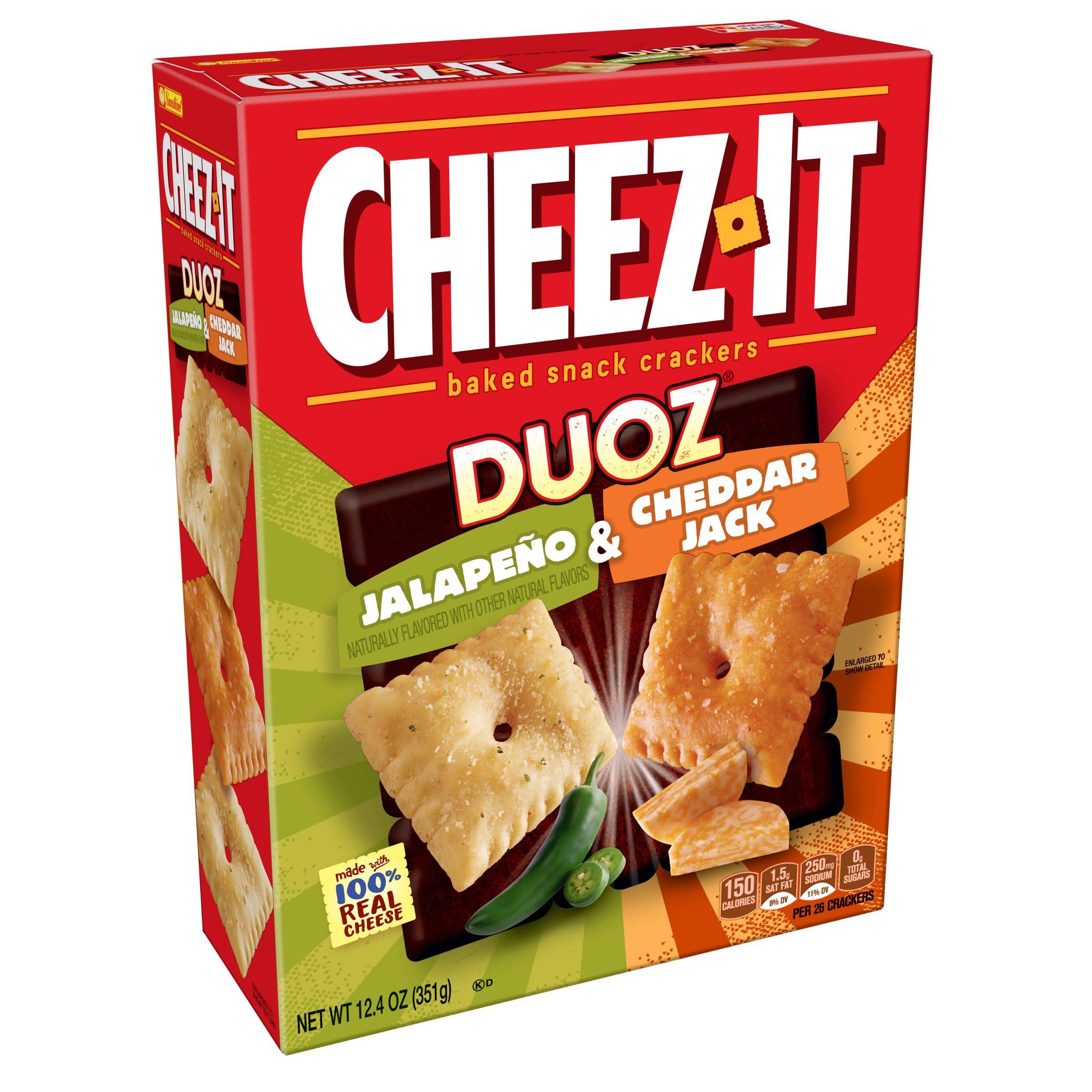 Buy CheezIt DUOZ Baked Snack Cheese Crackers, Jalapeno & Cheddar Jack