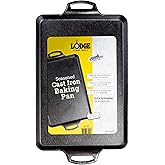 Lodge Pre-Seasoned Cast Iron Baking Pan, Rectangular, 15.5 x 10.5 Inches | Heavy-Duty Rectangular Cast Iron Bakeware with Dual Handles, Nonstick Baking Pan, Oven Tray, Made in USA