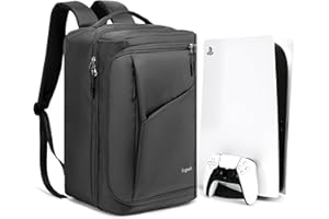 Ezgnuk Game Backpack for PS5 Console, Protective Travel Carrying Case, Large Capacity Storage Bag with Zippered Pocket for PlayStation 6, Laptop, Headphones, Game Discs and Accessories.(Grey)