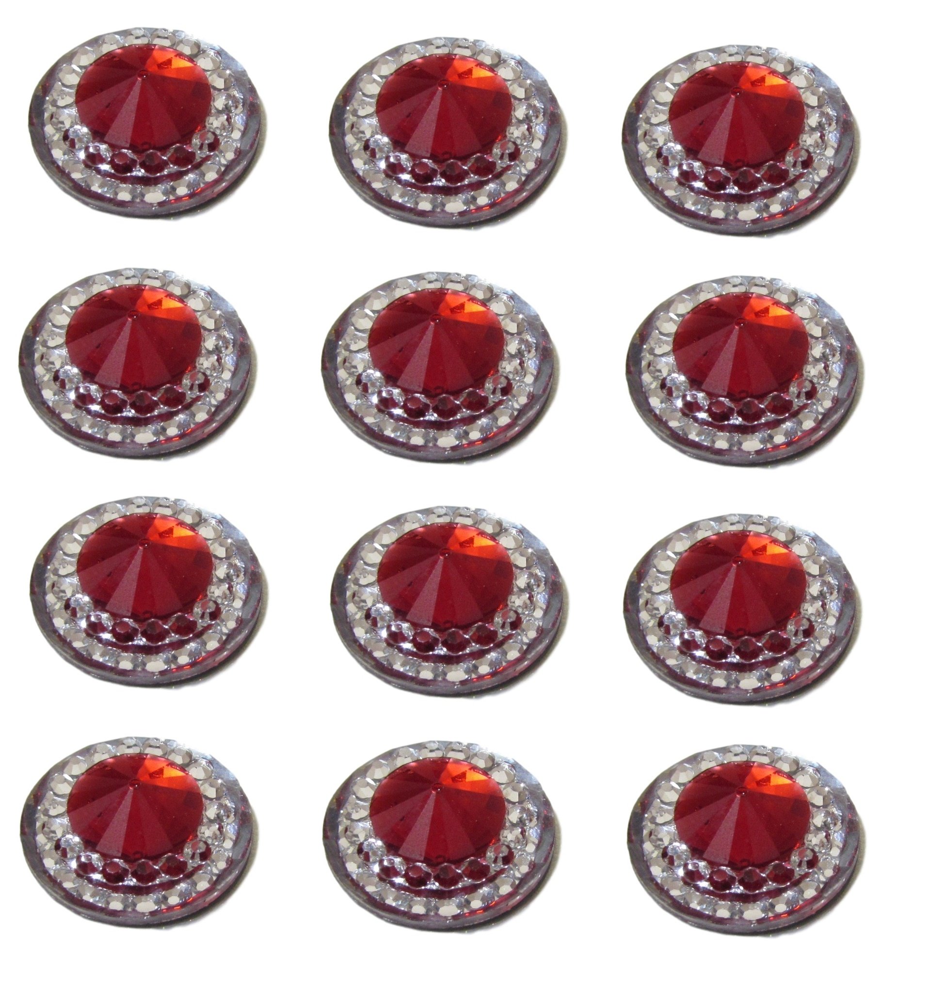 Syntego 40 x Self Adhesive Round Diamante Rhinestones Acrylic Crystals Stick on Gems for Card Making (Red)
