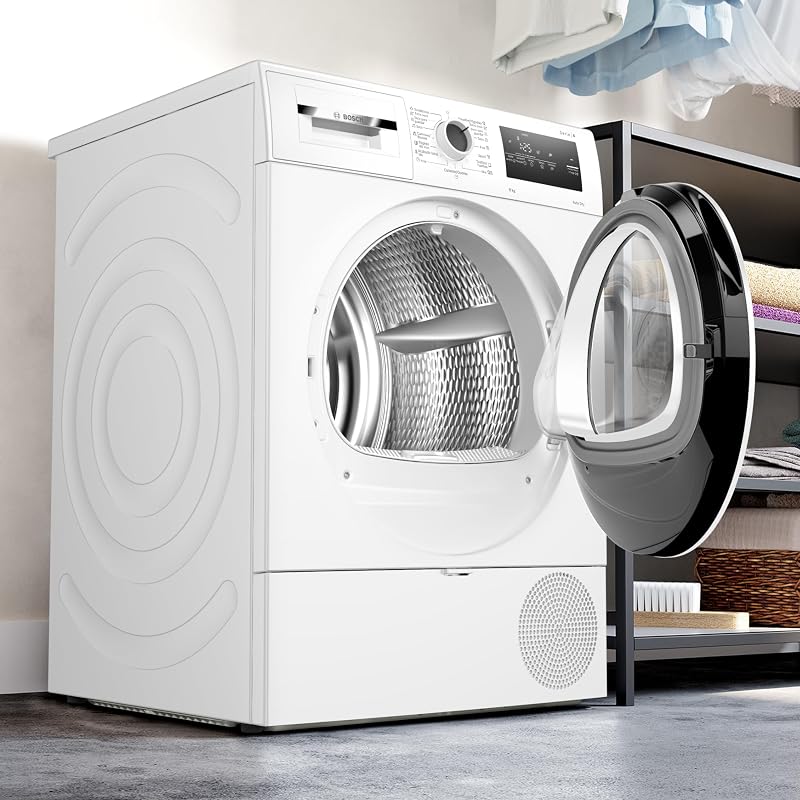 - Secador de bomba de calor, 8 kg, AutoSecagem, Anti-vibração, Branco, WTR83200ES