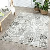 LUXE WEAVERS Tropical Palm Leaf Gray 5x7 Area Rug, Outdoor Low Pile Floral Carpet
