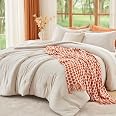 MUXHOMO Queen Comforter Set, 3-Piece All-Season Bedding, Beige | Ultra Soft & Breathable, Down Alternative, Bed Set Includes 