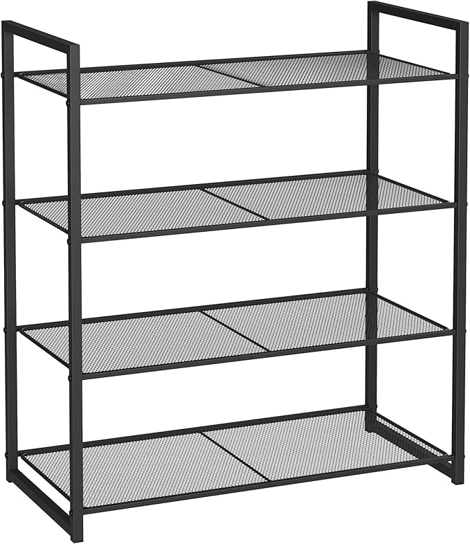 SONGMICS Schuhregal mit 4 Ablagen, stapelbarer Schuh-Organizer, für 12