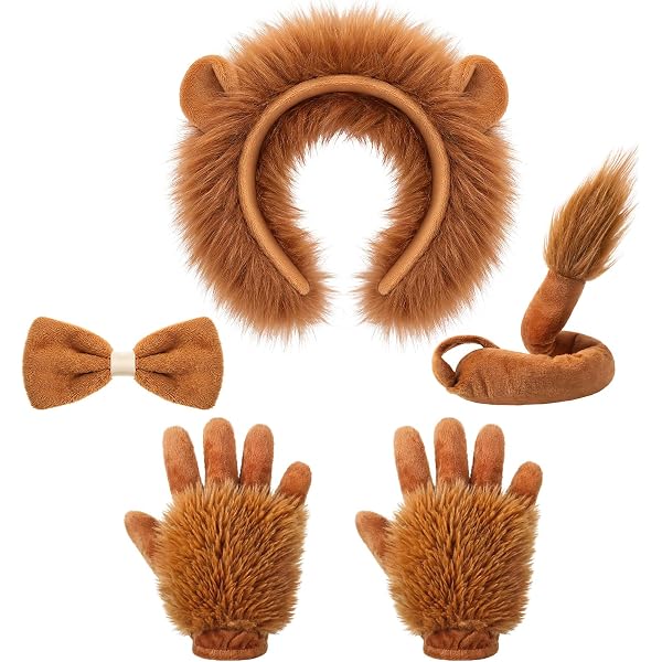 Disfraz De León Para Niños De 6 Piezas, Disfraz De Animal Para Cosplay, Kit De Orejas De León, Diadema, Guantes, Cola Y Tutú, Para Fiestas Con | Cuotas sin interés