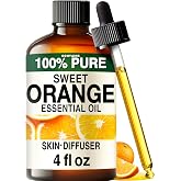 Kukka 100% Pure Sweet Orange Essential Oil for Skin, Diffuser, 4 Fl Oz | Sweet Orange Citrus Oil, Undiluted Brazilian, GC/MS Tested - for Diffuser, Aromatherapy, Body &amp; Massage