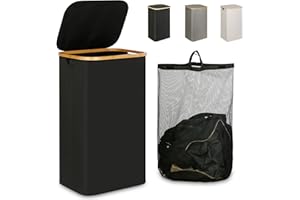Laundry Hamper with Lid - Waterproof Freestanding Laundry Basket with Removable Liner Bag, Collapsible 110L Large Clothes Sto
