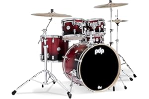 PDP By DW 5-Piece Concept Maple Shell Pack with Chrome Hardware Red to Black Fade