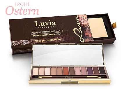 Luvia Profi Lidschatten-Palette - Forever Matt Eyeshadow Palette - Inkl. 12 Matten Nude, Braun & Erdtönen - Limitierte Gesche