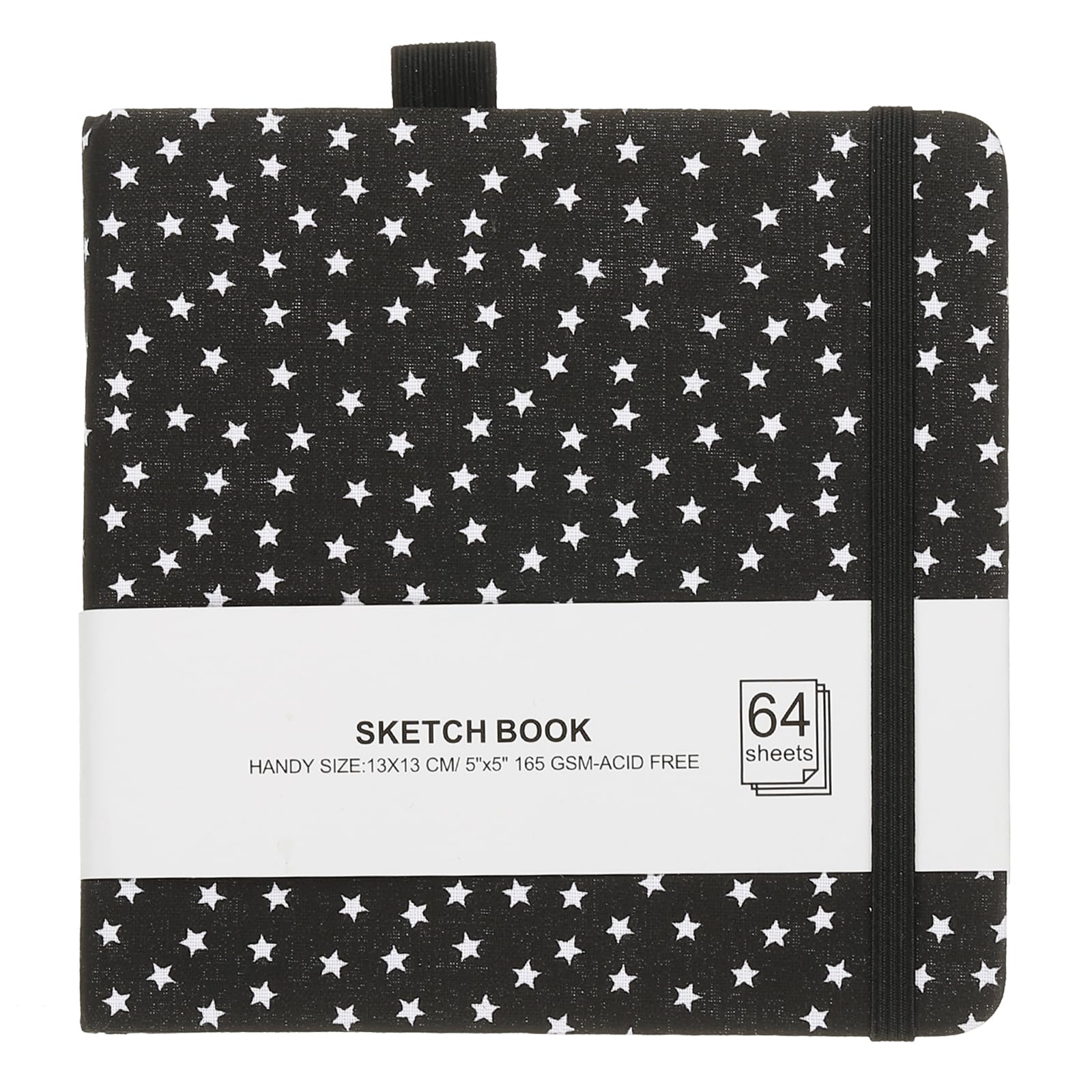 PATIKIL 5.1x5.1" Watercolor Sketchbook, 64 Sheet 165GSM/112lb Watercolor Paper Sketchbooks Acid Free Watercolor Journal Hardcover Artists Paper Pads with Pen Holder, Black Star
