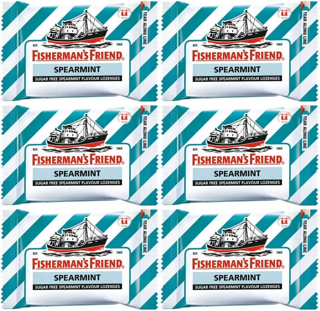 Fisherman's Friend SpearMint Sugar-Free Lozenges 25g, (Pack of 6)