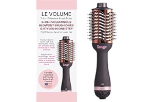 L'ANGE HAIR Le Volume 2-in-1 Titanium Blow Dryer Brush | Hot Air Brush for Hair Drying & Styling | Ionic Oval Barrel for Smooth, Frizz-Free Volume | (Black – 75mm)