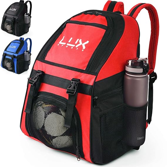 LUX Fußball Rucksack mit Ballhalter Fach für Jugendliche Kinder Sport Jungen und Mädchen Team Tasche Futsal Basketball Volley