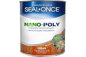 Seal-Once Nano+Poly Penetrating Wood Sealer with Polyurethane - Premium Waterproof Sealant -1 Gallon & Cedar