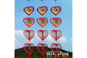 DJUAN Heart Wind Spinners Outdoor Garden Decor,Mini Yard Lawn Ornaments Metal Wind Spinner with 360 Degree Swivel Hook, Christmas,Luau Party,Tropical Party Decorations,Gifts for Mom,Women