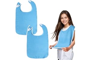HaiFafafaing 2 Pack Adult Bibs for Eating Terry Cloth Bib for Adults Clothing Protectors for Elderly Women Me Senior Citizens