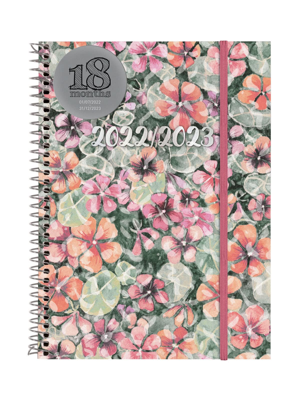 Finocam - Diary 2022 2023 Spiral Bound 18 Months Week to View Horizontal July 2022 to December 2023 (18 Months) Girl International