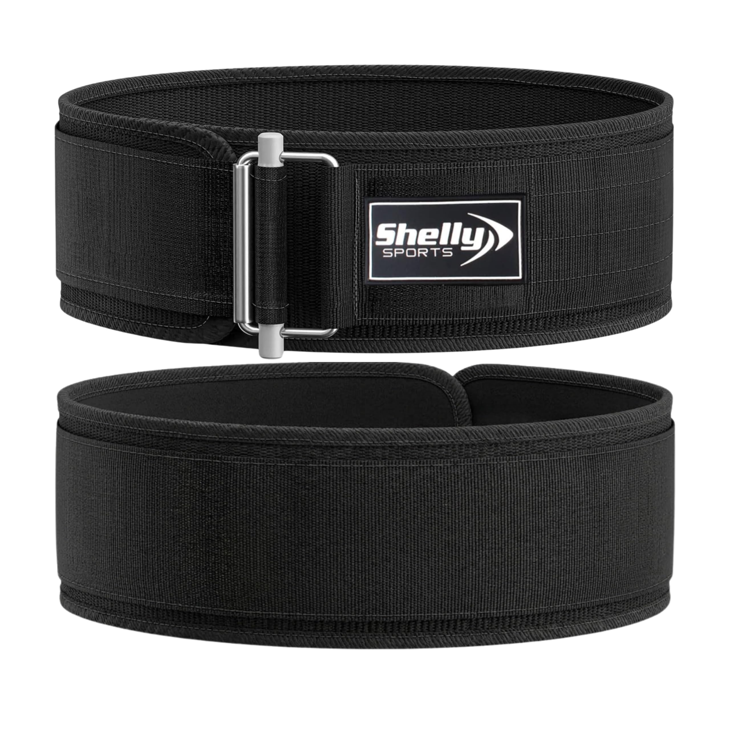 Shelly Weight Lifting Belt for Back Support Premium Self Locking Weightlifting belt of Men and Women Deadlift Training Belt 4 Inch Nylon with Metal Buckle (Black, X-Large)