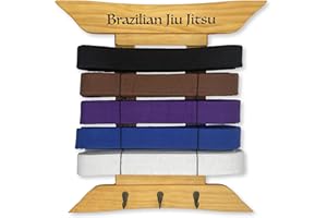 Brazilian Jiu Jitsu Belt Display | BJJ Belt Rack for 5 Belts Plus Medals Hanger | from White to Black Belt | Martial Arts Bel