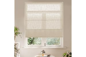 BLINDZUP Cordless Roman Shades, Thermal Insulated Window Treatments for Home Privacy, Light Filtering Blinds with Pull-Down Mechanism for Living Room & Dining Room, Sandy Beige 46" W x 48" H