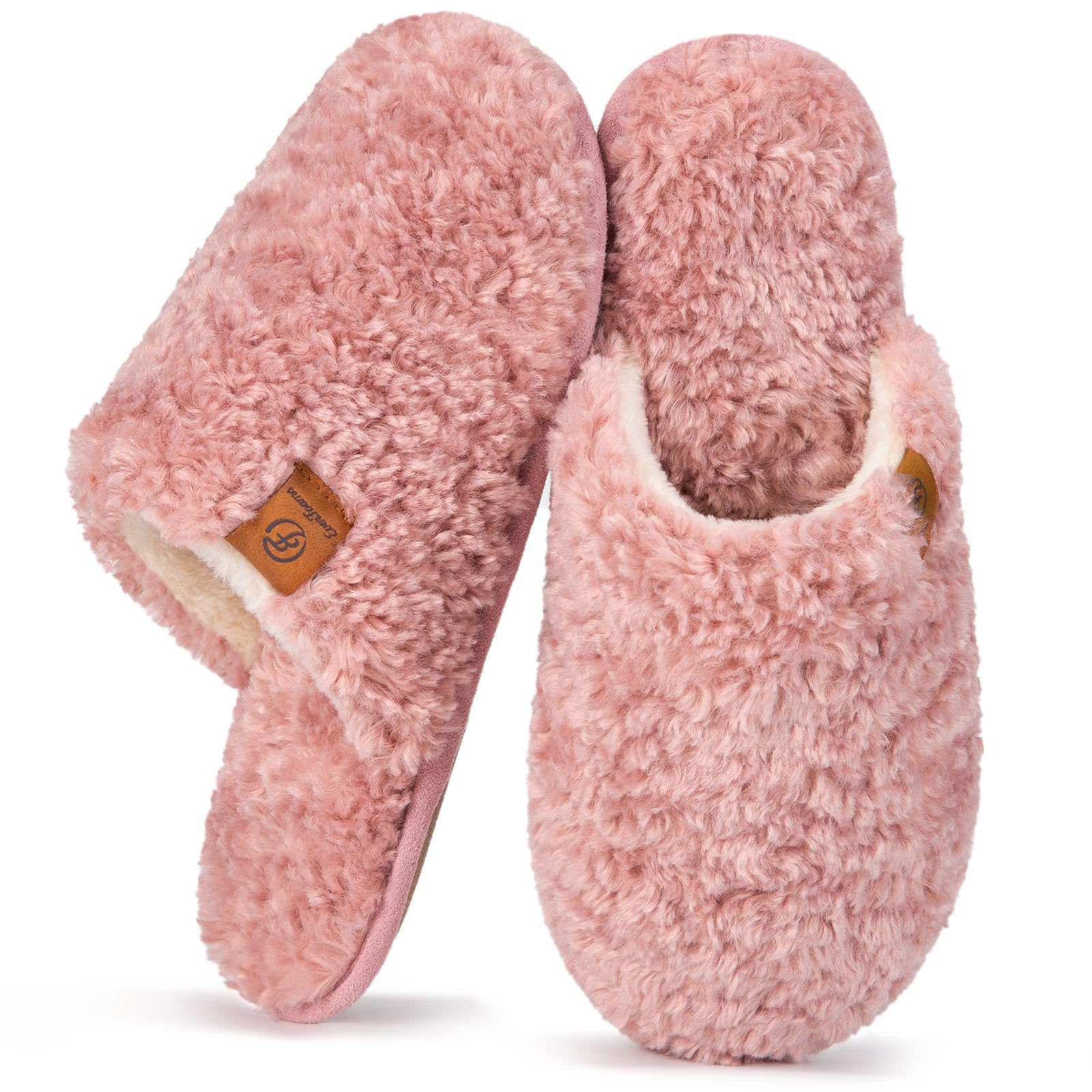 Photo 1 of ***Not Alike/ Similar***
EverFoams Women's Fuzzy Slip-on Slippers Warm Cozy Soft Lightweight Memory Foam Indoor House Shoes Pink, 9-10 US