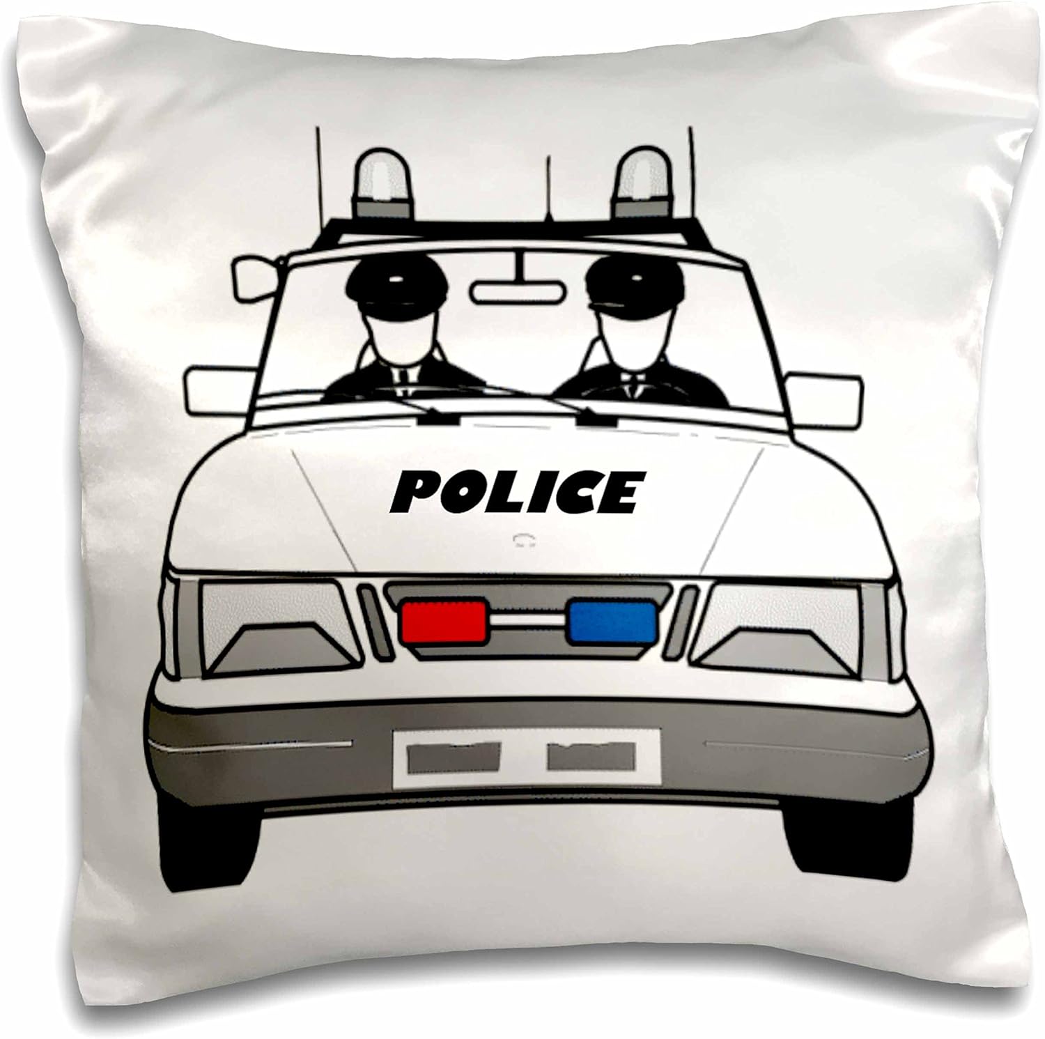 3dRose Police Car with 2 Policemen Pillow Case 16 x 16