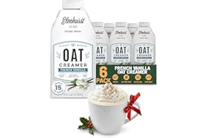 Elmhurst 1925 French Vanilla Oat Creamer - 16 Ounce (Pack of 6) Dairy-Free, Vegan, Kosher, Low Sugar, Shelf Stable Creamer Made with Water & Oat Grains for Healthier, Simpler Plant Based Alternatives