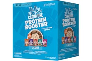 TIKI PETS Tiki Dog Born Carnivore Protein Booster Dog Food Topper, Variety Pack, 2.1 oz. Pouch (12 Count)