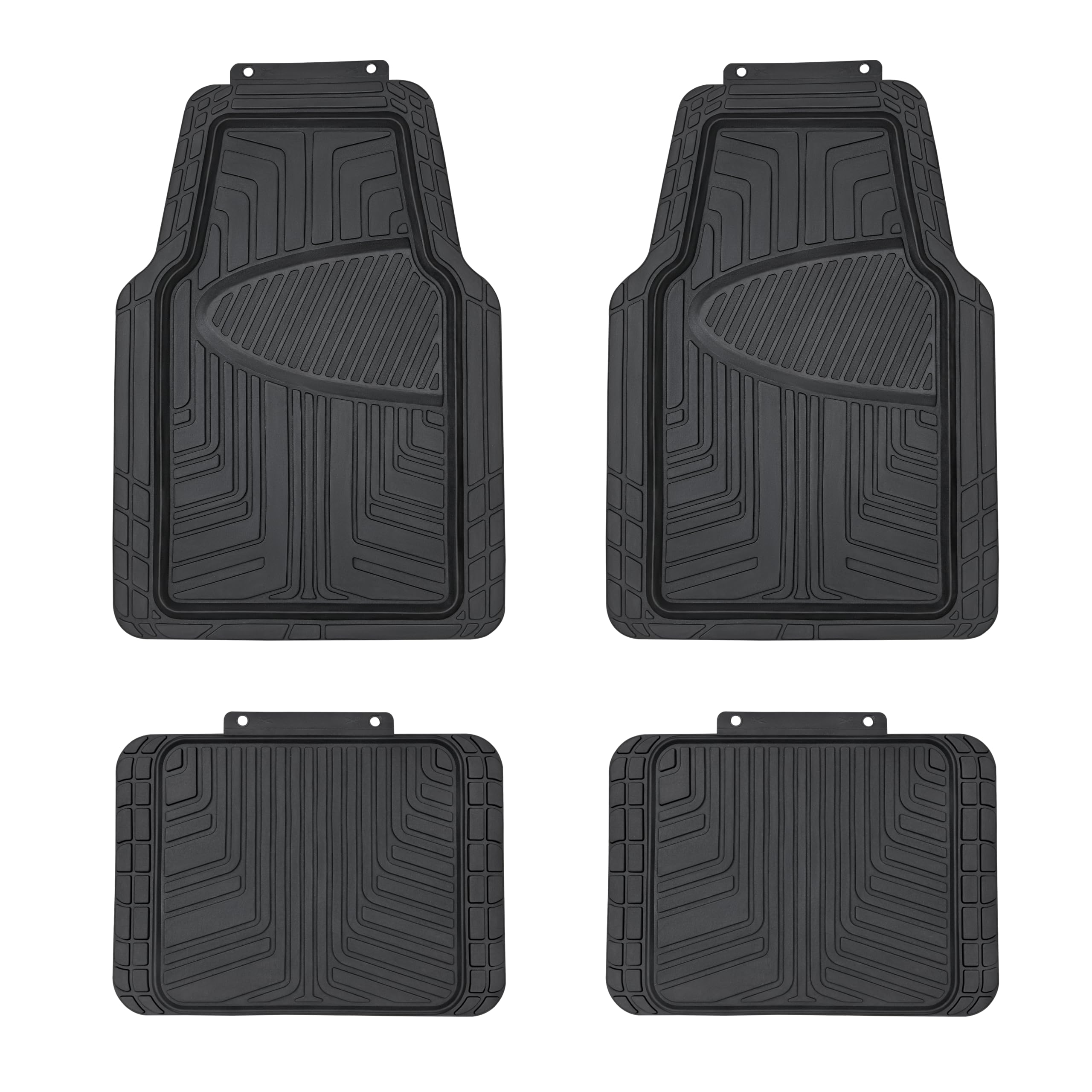 Amazon Basics 4-Piece All-Season Rubber Floor Mat for Cars, SUVs and Trucks, Black