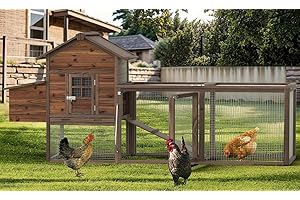TANGJEAMER Wooden Chicken Coop, 80IN Outdoor Chicken Cages and Run with Nesting Boxes for 2-4 Chickens, Hen Run Poultry Pet House Rabbit Hutch with Waterproof Roof & Removable Tray for Backyard Poultry (ONE)